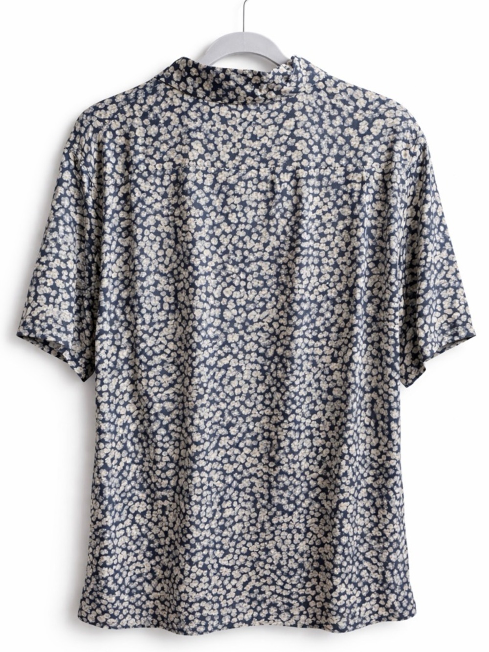 Men's Navy Floral Short-Sleeve Shirt JOHN VARVATOS - Picture 2 of 3